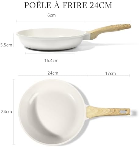 GiPP Poêle à frire céramique anti-adhésive - sain et non toxique, compatible induction, sans PFAS ni PFOA, passe au lave