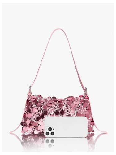 MakeMeChic Women's Sequin Glitter Shoulder Bags Y2K Party Club Medium Handbags4