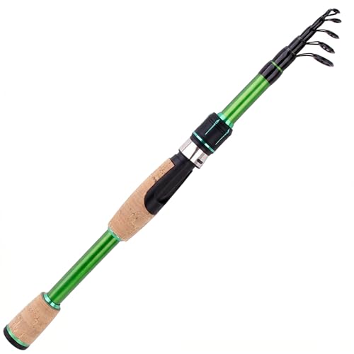 Caña de pescar telescópica de spinning KITHWILD modelo LF21ZBGN de 6.9 pies, fibra de carbono con mango de corcho