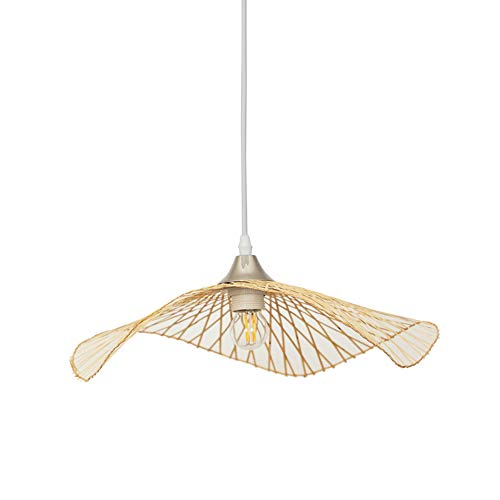 Suspension rotin fait main lustre en bambou tressé de 45cm avec hauteur ajustable