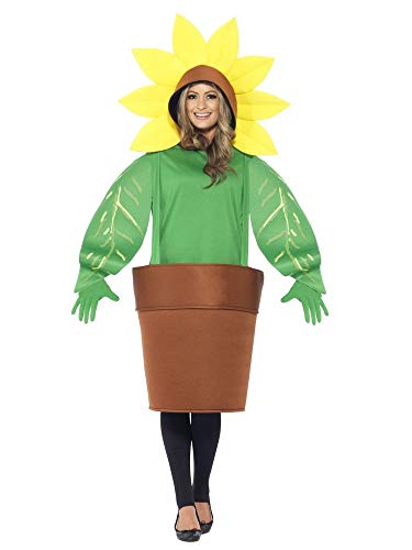 Girasol en maceta para mujer y hombre, disfraz unisex con capucha, maceta, planta divertida, carnaval callejero, carnaval