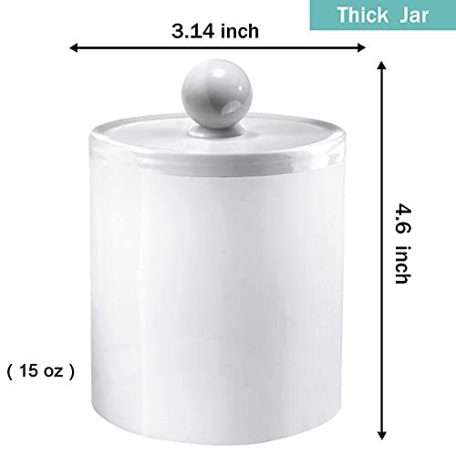 Sheechung Plastic Acrylic Bathroom Vanity Countertop Canister Jars With Storage Lid, Apothecary Jars Qtip Holder Makeup Organizer For Cotton Balls,Swabs,Pads,Bath Salts (White, 4 Pack Of 15 Oz.) #TOP2