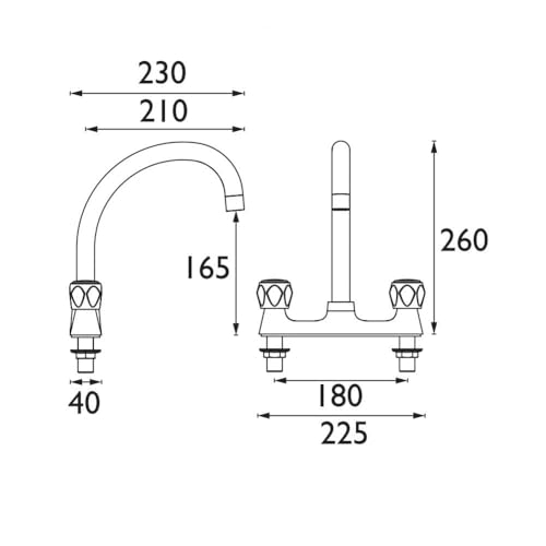 Mélangeur d'évier pont Bristan VAC2 double commande fluide chrome