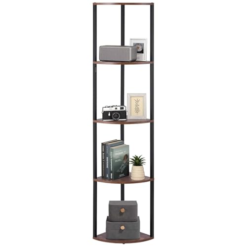Image of VEVOR 5 Tier Corner Shelf with LED Light, 64 inch Tall Corner Bookshelf with Storage Shelves for Collectibles, Display Shelf with Multi-Color Lights Controlled Via RC /APP for Bedroom, Living Room, Office