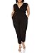 eVogues Plus Size Deep V-Neck Jumpsuit Black - 1X