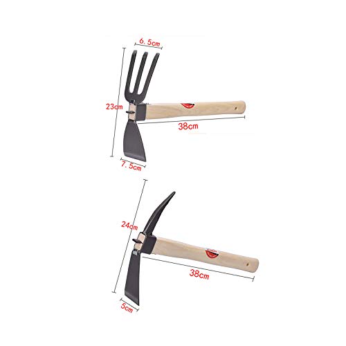 Gardening Tool Dual-use Hoe and Rake/Cultivator Carbon Steel Hand Tool - Wood Handle for Home loosening Soil, Weeding and Digging - Image 5