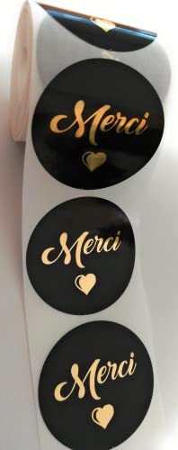 200 magnifiques étiquettes autocollantes pour remerciement imprimées en or MERCI Cover
