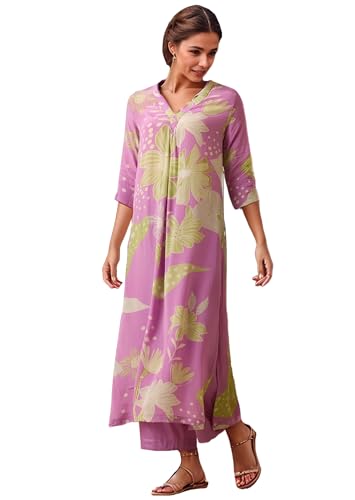 Kurta droite fluide imprimée viscose palazzo femme ensemble pantalon léger et tunique
