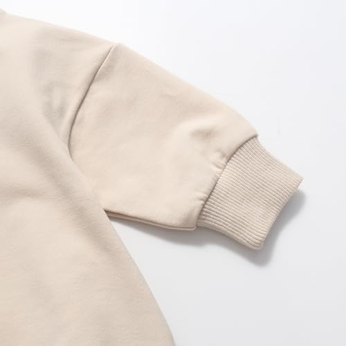 Bafeicao Baby Boy Girl Sweatshirt Romper Organic Cotton Solid Color Long Sleeve Bubble Romper Oversized Warm Fall Winter4