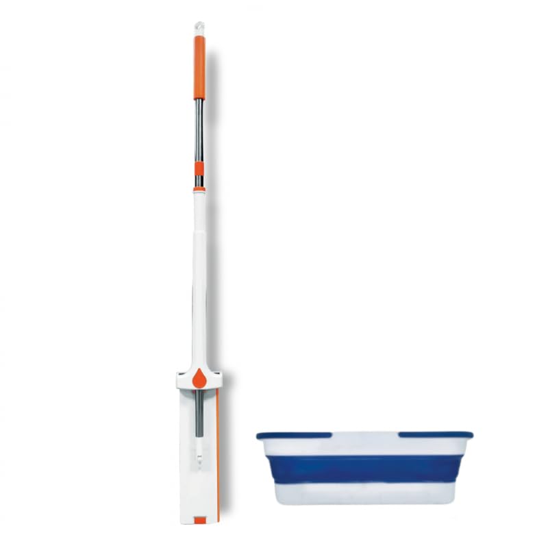 VENTEO - Balai Serpillère Essoreur avec Seau Rétractable | Système Essorage Intégré Tête Rotative Raclette Sol | Nettoyage Sols Surfaces Dures Murs...