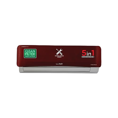 Image of Lloyd 1.5 Ton 3 Star Inverter Split AC (5 in 1 Convertible, Copper, Anti-Viral + PM 2.5 Filter, 2023 Model, Red, GLS18I3FRCEV)