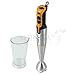 Frullatore a mano bacchetta 700 W a 2 velocità, lame e piede in acciaio inox con colore arancione, con misurino da 800 ml.