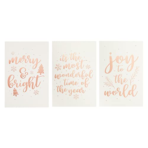 36 Pack Merry Christmas Holiday Greeting Cards With Envelopes, 6 Rose Gold Winter Deigns (4X6 In) #TOP6