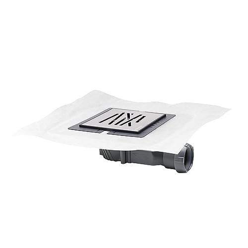 Wirquin 30723966 Bonde à chaper Slim extra plate avec platine et bâche d'étanchéité, gris