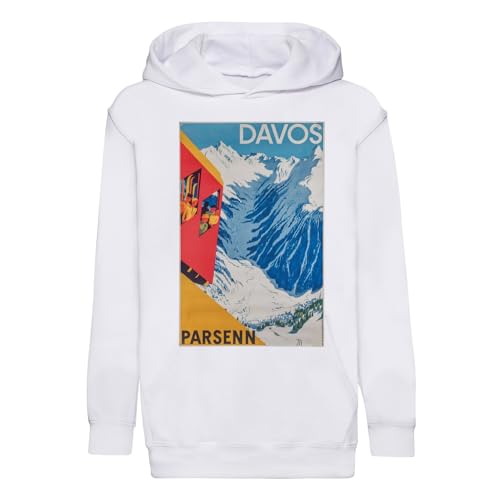 Sweat à capuche enfant Davos Parsenn vintage affiche Suisse art deco 30's