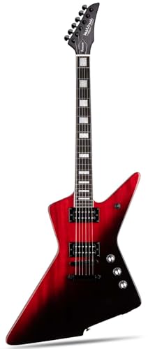 WestCreek Revenge Solid Body Electric Guitar, Heavy Metal Guitar, Right Handed, Heavy Metal Pickups, Rounded End Jumbo Frets, Bone nut, Rosewood Fretboard, Mahogany Body (Gradient Red)