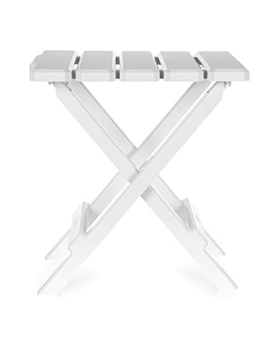 Image of Camco Adirondack Style Folding Plastic Large Table with Footrest Design and Easy to Setup Construction for Indoor or Outdoor Use, White