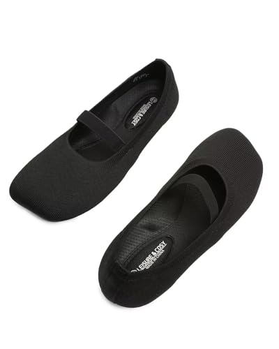 Women's Wide Toe Box Flats Shoes Knit Mary Jane Ballet Flats Comfort Casual Ballerina Walking Dressy Slip-on Shoes with Strap3