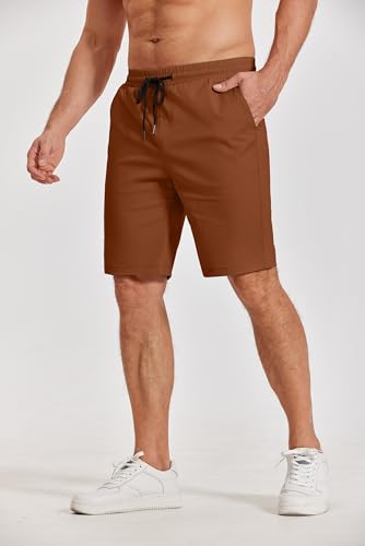 Image of COOFANDY Mens Casual Shorts Cotton Elastic Waist Drawstring Shorts Lightweight Summer Beach Shorts