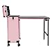 LXYIUTRW Bepritm Rolling Manicure Table Makeup Train Case, Portable Nail Tables with LED light & Mirror, Travel Cosmetic Trolley Storage Organizer for Beauty Salon Barbershop Manicurist (Pink StyleB)