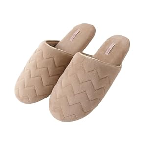 women’s slippers for home with soft memory foam in nude with chervon pattern, chic slip on everyday indoor slippers for women with lightweight smooth suede outsole