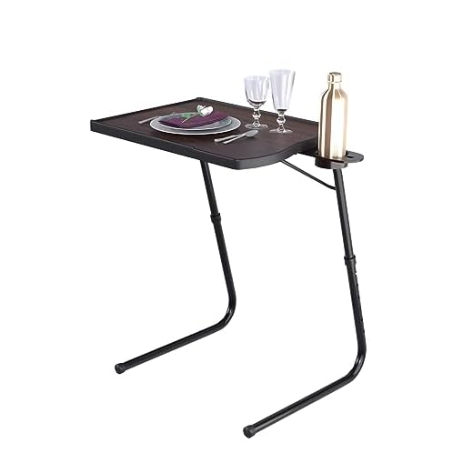 TABLE BUDDY | Adjustable multi position portable folding table mate for dining, workstation, bed trey, work, watch tv, study, outdoor and office furniture (Walnut)