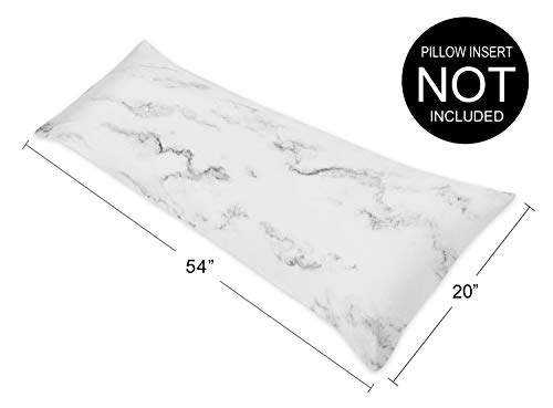 Image of Sweet Jojo Designs Modern Grey, Black and White Marble Print Full Length Double Zippered Body Pillow Case Cover