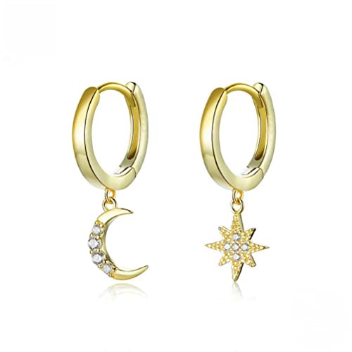 Boucles d'oreilles pour femmes S925 idée cadeau anniversaire thème lune et étoile