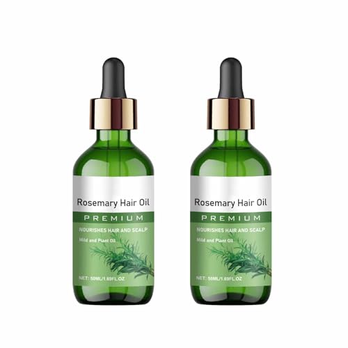 Rosemary Oil for Hair Growth – Sérum para Hombres y Mujeres, con Biotina y Aceite de Ricino Orgánico, Cuidado Ligero No Graso del Cuero Cabelludo, 50ml (2PCS)