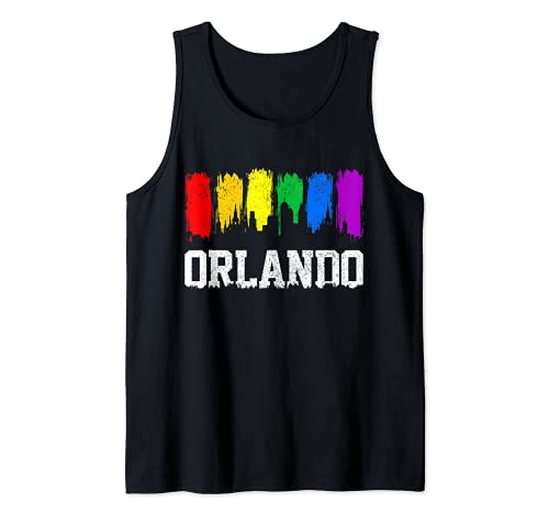 Orlando Skyline Rainbow LGBTQ Gay Pride Month Regalo Camiseta sin Mangas