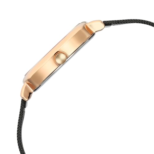Image of Titan Work Wear 3 Hnads +Date Brown Square Dial Black Plating A1Stainless Steel Strap Women's Watch - 2730KM02