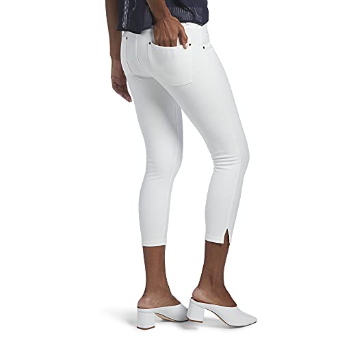 Hue Women's Ankle Slit Essential Denim Capri, White, Large #TOP1