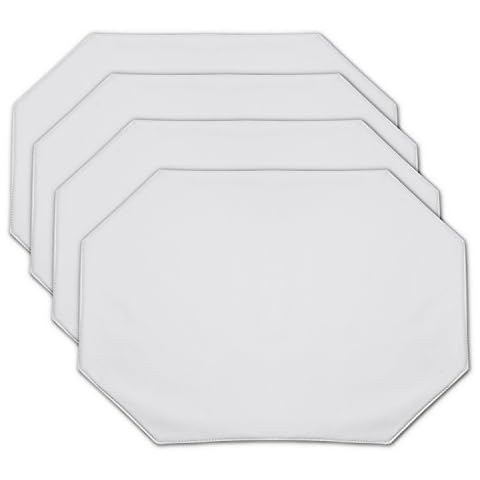 Yourtablecloth Galaxy Vinyl Table Placemat Placemats with Thicker Construction Set of 4 Similar Color Mats Heavy Duty, Premium Finish Double Layer Design White Placemats Cover