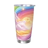 NSDdefAWCGT Vaso de viaje aislado de acero inoxidable de 20 onzas, taza de viaje para café, taza de viaje de arcoíris colorido para té al aire libre