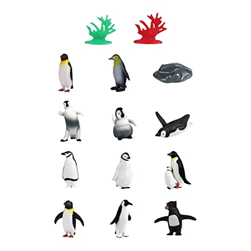 Fenteer 14 peças de mini estatuetas de pinguim, topo de bolo de lembrancinha de festa, artesanato de