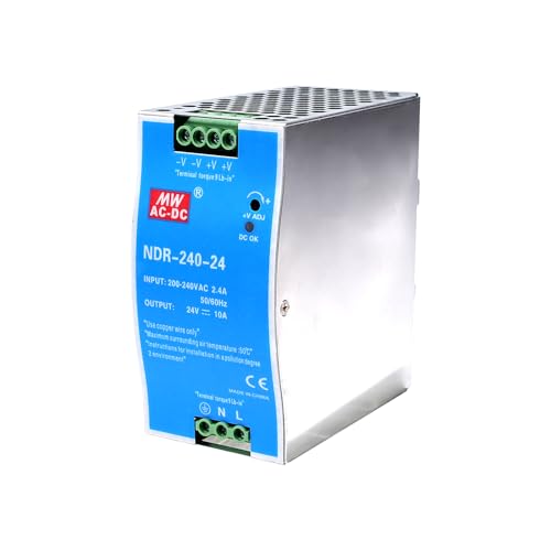 DIN Power 240W Fuente de alimentacion carril din 24V Alimentation sur rail para entrada de CA 100 220V 2,4A, salida de CC 24V 10A Varias funciones de protección Modelo industrial NDR 240W 24V.