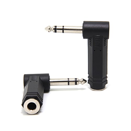 Ancable 2-Pack 1 4 6.35mm Right Angle Stereo Male Plug to 1 4 6.35mm Stereo Female Jack Audio Adapter