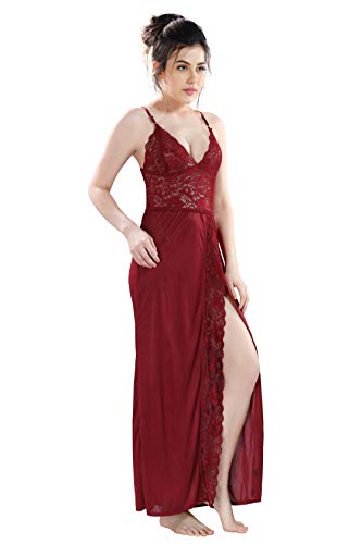Romaisa Women's Satin Solid Maxi Length Nightgown (Size - Free Size)