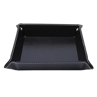 Sturdy and Reliable Material: Crafted from premium PU leather, this Leather catch-all tray ensures a firm structure that resists wear over time. The PU leather sundries plate maintains its shape, providing a dependable surface for daily use Organized...