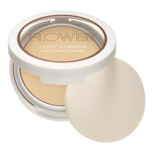 Image of FLOWER Beauty By Drew Barrymore Light Illusion Perfecting Powder - Powder Foundation + Setting Powder for Makeup - Medium Buildable Coverage - Natural Glow + Flawless Finish - (Sable)