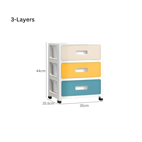 Image of HomeEssentials Detachable Plastic Storage Drawer Cabinet - Stylish Modular Organizer Rack /Multipurpose Cabinet for Clothes, Kitchen, Toys, Cosmetics /Sturdy, Anti-Slip Organizer for Home (3 Layers)