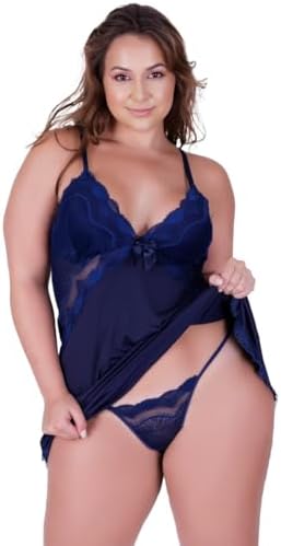 Camisola Plus Size Feminina Com Renda Sensual L2029X