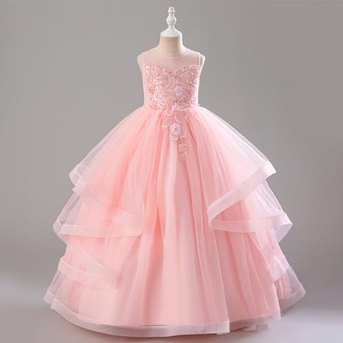 IDOPIP Sequin Flower Girl Dress for Wedding Pageant Tulle Ball Gown Prom Kids Princess Birthday Party Bridesmaid Maxi Dresses2
