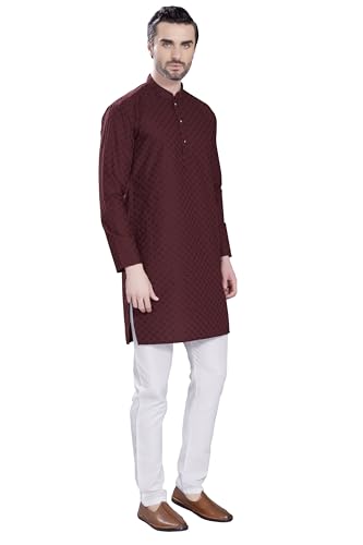 Image of DIVISIVE Men's Thread Embroidered Cotton Only Slim Fit Kurta