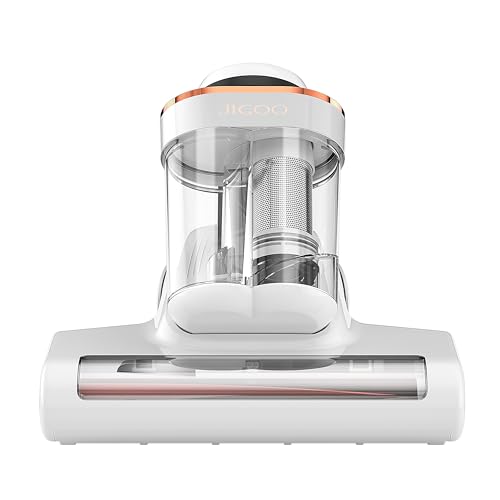 JIGOO Aspirador de colchones J300 con luz UV y calor, 500 W, 13 kPa, potente aspirador con pantalla LED para camas, pelo de animales, eliminación de alérgenos
