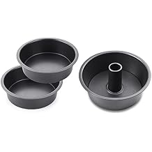 HONGBAKE 2 Pack Round Cake Pan Set for Baking 8 Inch and Angel Food Cake Pan 10 inch