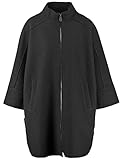 Gerry Weber Damen Capejacke mit Wolle Langarm, überschnittene Schultern Outdoorjacke Cape unifarben Schwarz 44