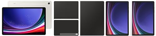 Image of Samsung Galaxy Tab S9 RAM 12 GB, ROM 256 GB, Wi-Fi + 5G Tablet, Beige with S9 Screen Protector, Transparent & S9 Book Cover Keyboard, Black & S9 Notepaper Screen, White & S9 Smart Book Cover, Black