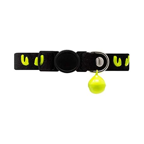 AllPetSolutions Adjustable Reflective Cat Collar (Green Cat Eyes) with Quick Release Buckle and Bell, Safe Breakaway Collar for Cats & Large Kittens Cover