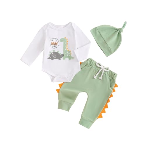 Image of Newborn Infant Baby Boy Outfit Romper Bodysuit Dinosaur Baby Boy Clothes 0 3.6 9 Months Gift Sets